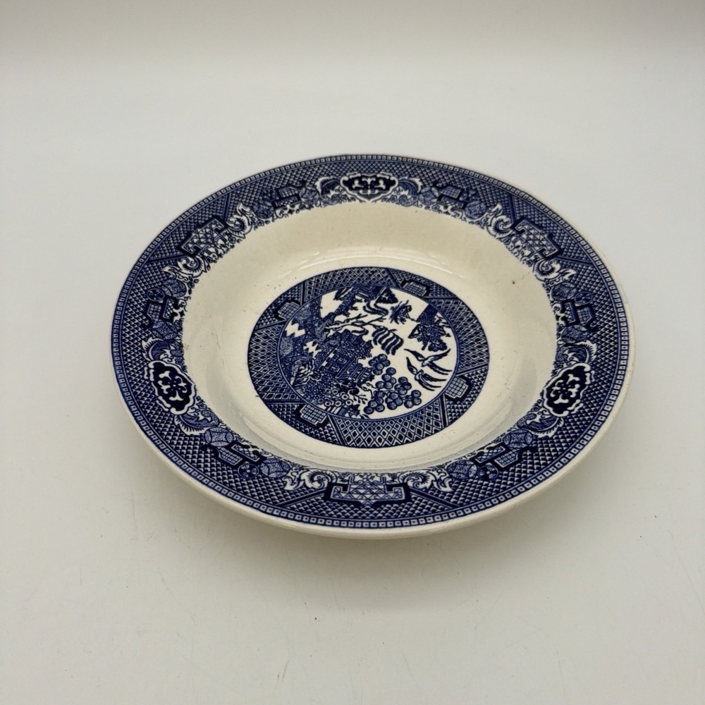 Blue Willow Blue & White Ceramic Round Bowl, Blue White Pattern Dish